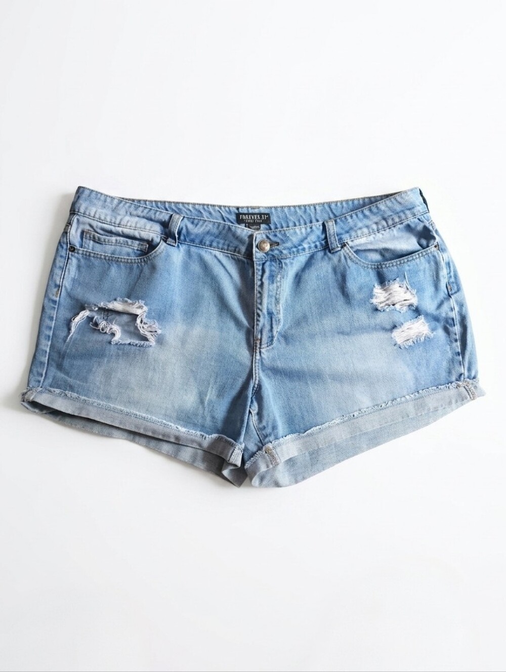 Denim Distressed Mini Shorts Plus Size 20